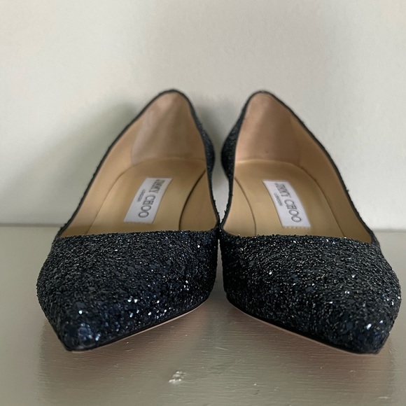 JIMMY CHOO ROMY 60 Pumps, Navy Coarse Glitter 100% Authentic. - Picture 4 of 5